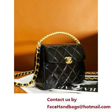 Chanel Patent Calfskin  &  Gold-Tone Metal Mini Flap Bag with Top Handle AS4472 Black 2025